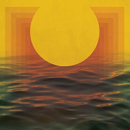 Album cover: yellow circle over layered rectangles and wavy water.