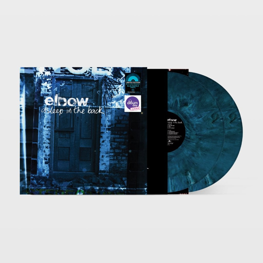 Marble blue vinyl LP of Elbow’s “Asleep In The Back” 25th Anniversary edition.