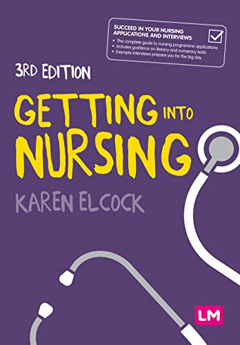 Book cover: "Getting into Nursing" with stethoscope illustration, 3rd edition.