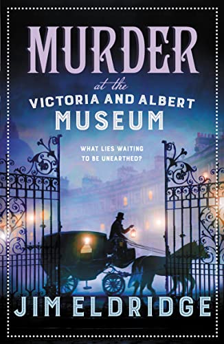 Book cover showing a horse-drawn carriage at night before a museum gate.