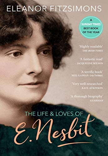 Book cover featuring a portrait of author E. Nesbit, with text overlays.