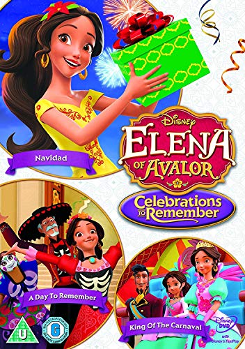 DVD cover for “Elena of Avalor Celebrations To Remember” with characters.