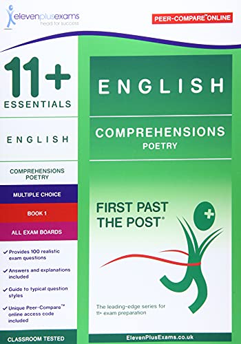 Green and red cover of "11+ Essentials English Comprehensions: Poetry Book 1".