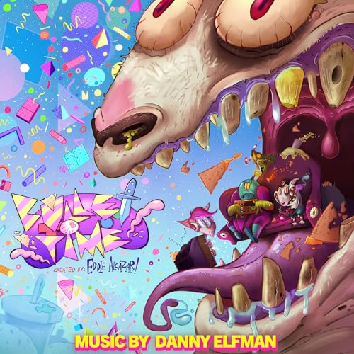 Danny Elfman’s “Bullet Time” vinyl cover art: skull, tongue, and figures.