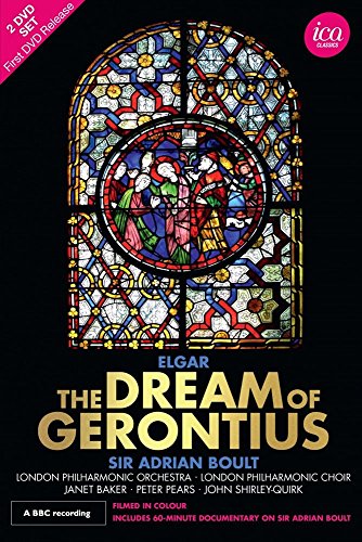 DVD cover for Elgar’s “The Dream of Gerontius” featuring stained glass.