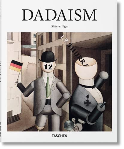 Book cover featuring Dadaist figures with German flag and mechanical elements.