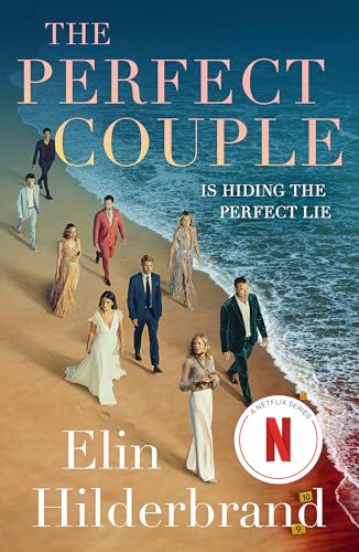 Book cover for “The Perfect Couple” featuring a group walking on a beach.