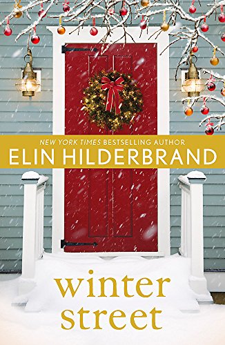 Red door with wreath, snowy porch, and book title "Winter Street".