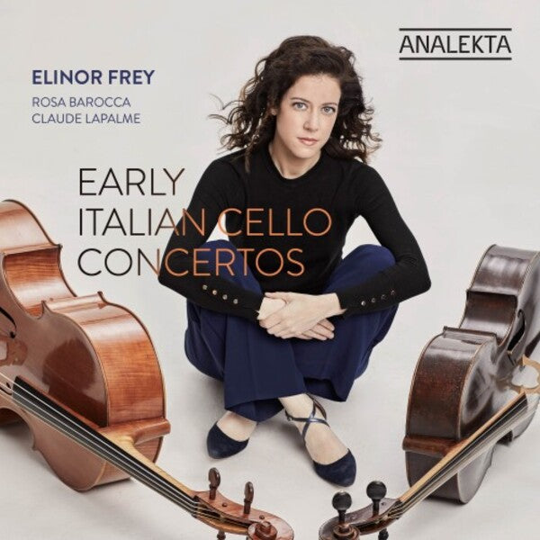 CD cover featuring cellist Elinor Frey with two cellos, text details.