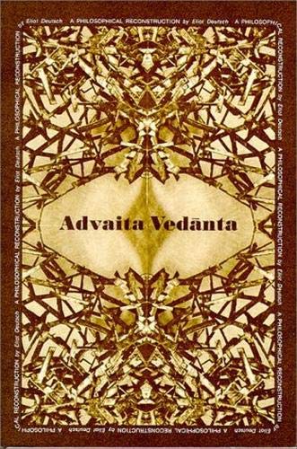 Book cover with intricate gold and brown geometric design, title "Advaita Vedanta".
