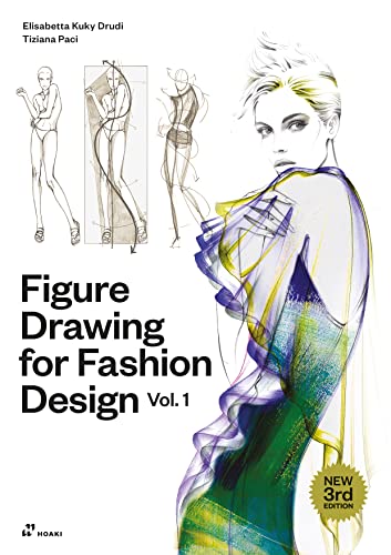 Book cover showing fashion sketches of female figures and a large, detailed fashion illustration.
