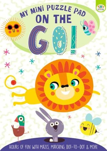Colorful puzzle pad cover with a lion, bee, rabbit, and bird.