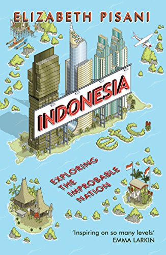 Book cover showing skyscrapers and traditional houses on islands surrounded by blue water.