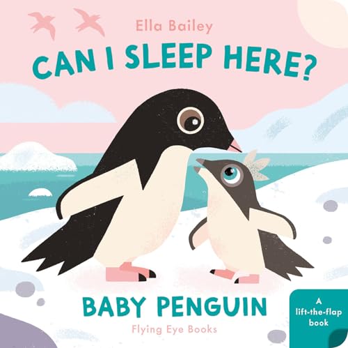 Illustration of a parent penguin and baby penguin in a snowy landscape.