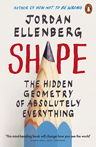 Book cover for Shape by Jordan Ellenberg featuring a large pencil against white background.