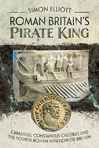 Book cover featuring a Roman ship relief and an ancient coin portrait of Carausius.