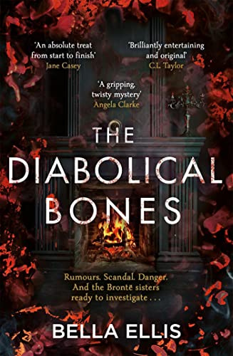 Book cover: “The Diabolical Bones” with a fireplace and gothic aesthetic.
