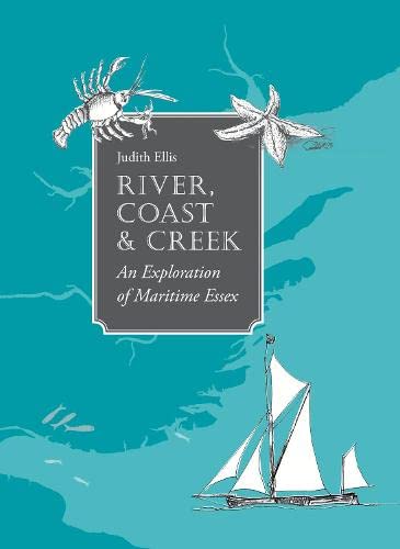 Book cover with a sailboat, lobster, starfish, and coastal map.