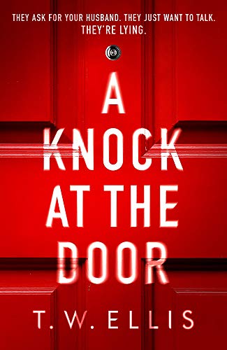 Red door with white text reading "A Knock at the Door" and author’s name.