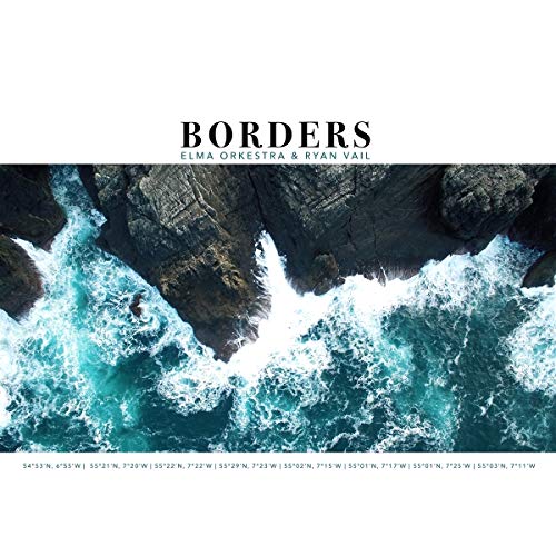 CD cover for "Borders" by Elma Orkestra & Ryan Vail, coastal cliffs.