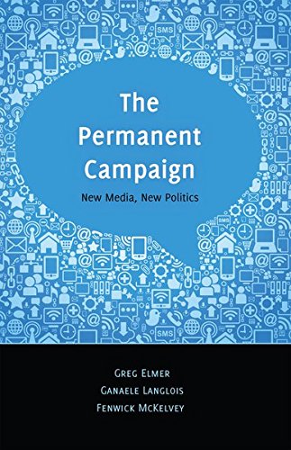Book cover with blue speech bubble and icons representing digital media.