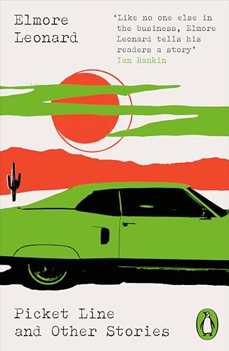Book cover: green car silhouette, red sun, desert landscape, text "Picket Line".