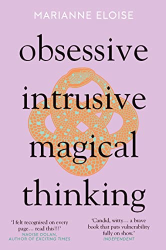 Book cover with title text over an illustration of an orange knotted snake.