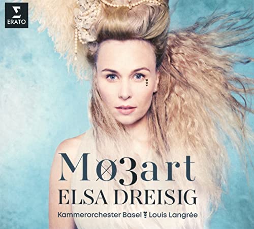 CD cover featuring Elsa Dreisig with flowing blonde hair and “Mozart” text.