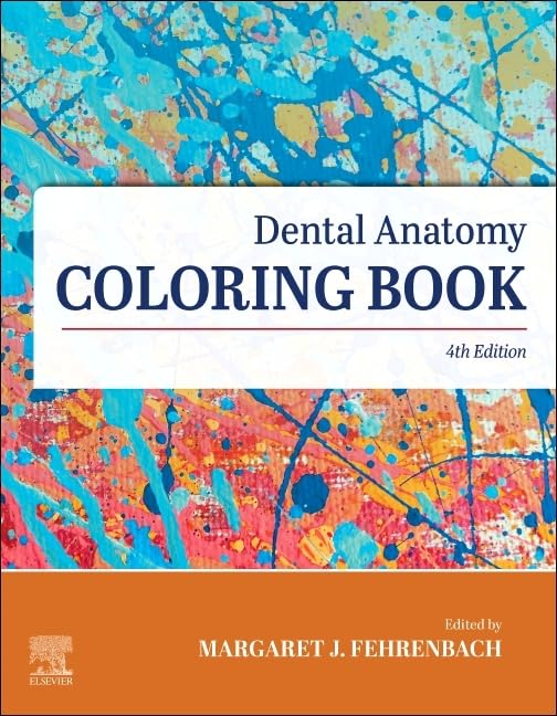 Cover of "Dental Anatomy Coloring Book," 4th edition, with colorful paint splatters.