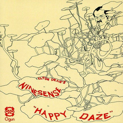 CD cover: sketch of mushrooms, a face, and text "Ninesense" and "Happy Daze".