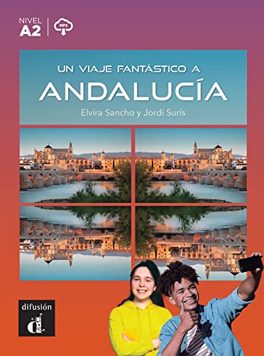 Book cover featuring Andalusian architecture, young people, and an MP3 symbol.