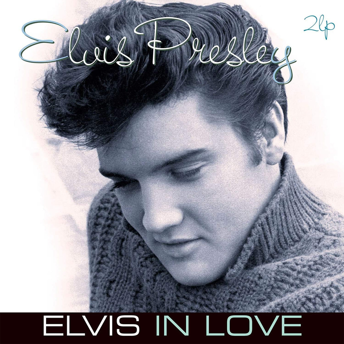 Close-up of young Elvis Presley on album cover, “Elvis In Love”.