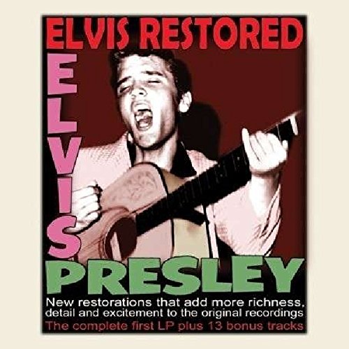 CD cover featuring Elvis Presley singing with a guitar, red and green background.