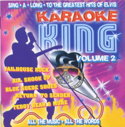 "CD cover featuring Elvis silhouette and microphone, with purple and yellow background."