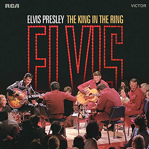Album cover for Elvis Presley’s “King in the Ring” featuring a performance photo.