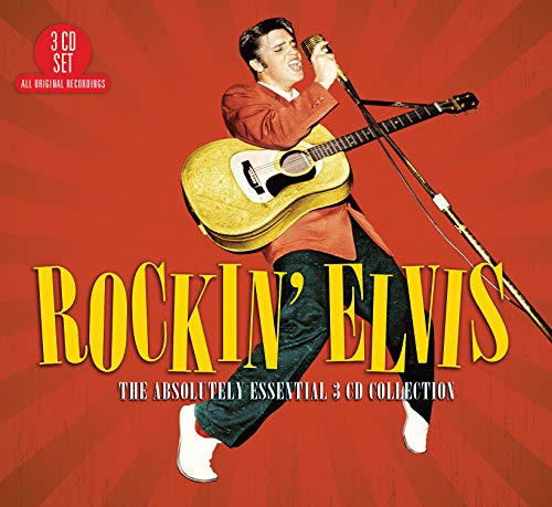 Elvis Presley performing with a guitar on a red background, 3CD set.