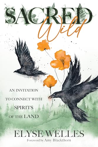 Book cover with ravens, orange poppies, and watercolor forest background.