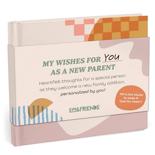 Fill-in book with colorful abstract design for new parents.