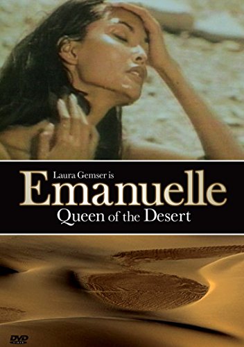 DVD cover for "Emanuelle, Queen of the Desert" featuring a woman and dunes.