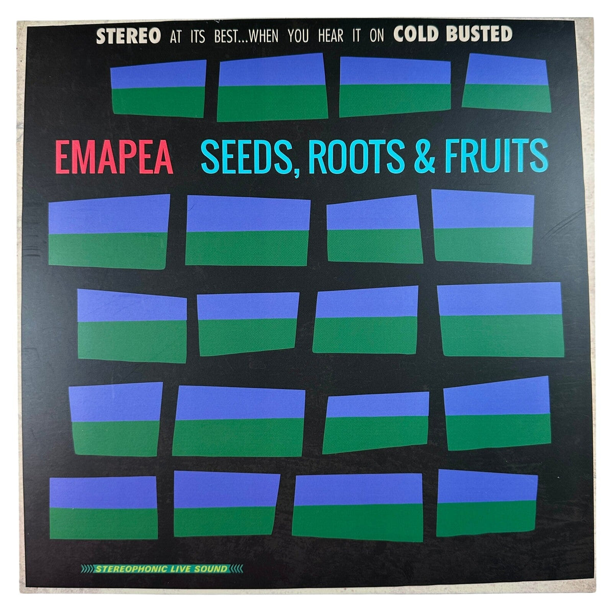 CD cover for "Emapea - Seeds Roots & Fruits" with colorful blocks.