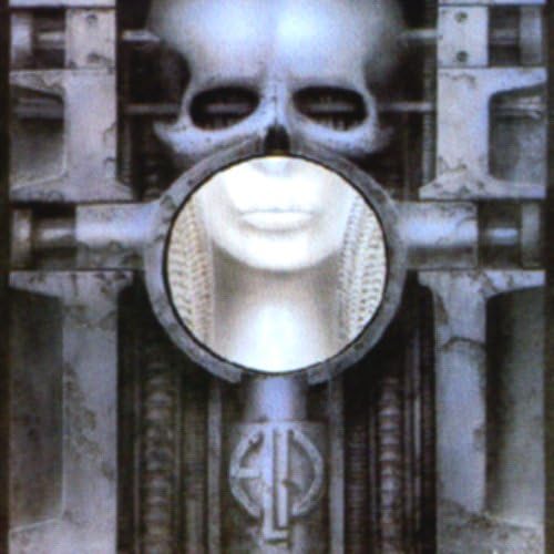Album cover: skull and face within mechanical, textured framework.