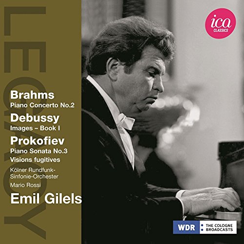 CD cover featuring black-and-white photo of Emil Gilels playing piano, with text and logos.