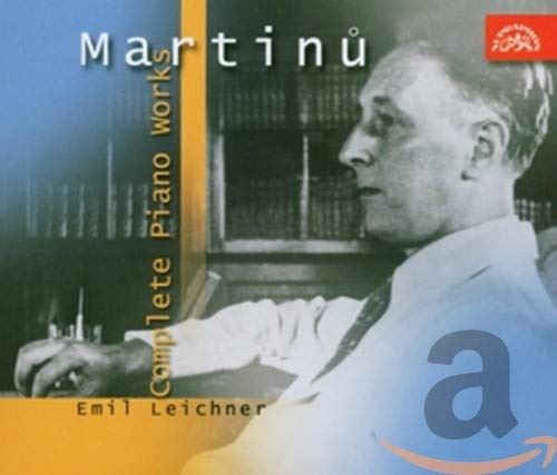 CD cover featuring a portrait of composer Bohuslav Martinů and piano keys.