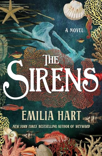 Book cover for “The Sirens” featuring a ghostly figure and marine life.