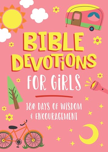 Book cover with “Bible Devotions for Girls” title and cartoon illustrations.