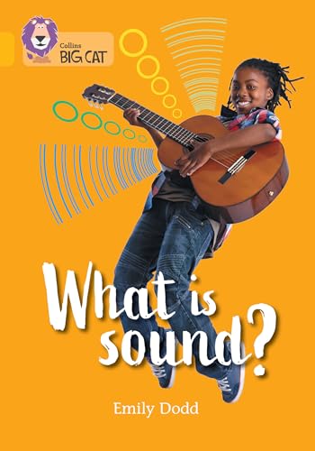 Book cover: child playing guitar with sound waves, titled "What is sound?".