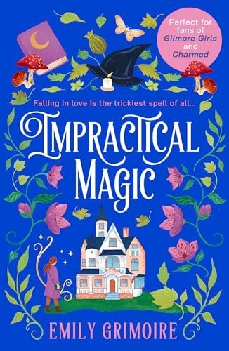 Book cover with a whimsical illustration of a house, witch’s hat, and foliage.
