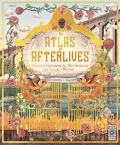 Book cover with ornate gold frame, globe, phoenixes, and floral designs.