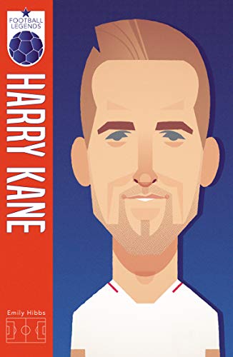 Stylized portrait of footballer Harry Kane on a red book cover.
