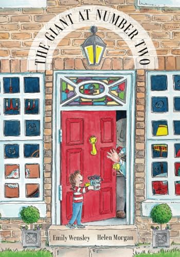 Book cover: red door, child, and a giant’s hand reaching out.